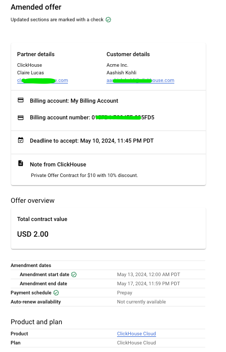 GCP Marketplace offer summary - Zoomed